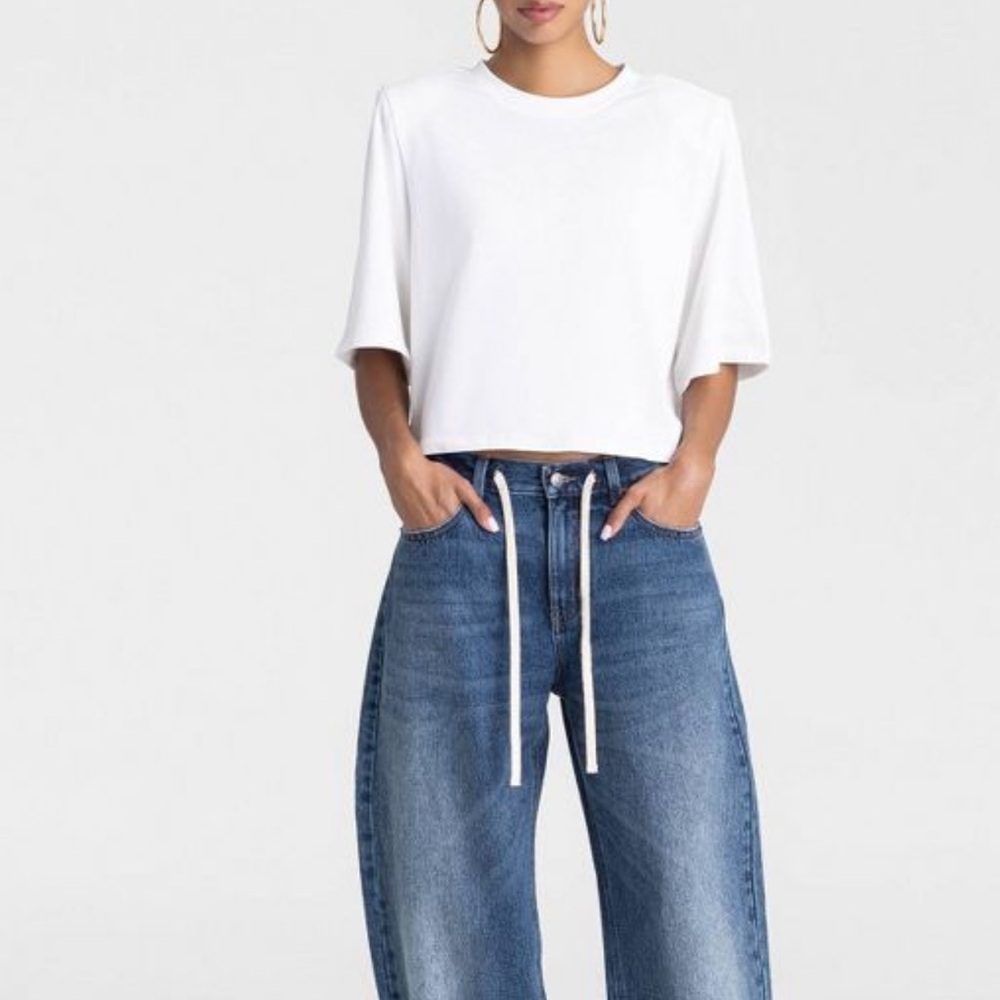 KBB by KAHLANA Women's Mid-Rise Barrel Leg 'The Lynnox Jean' - Dark